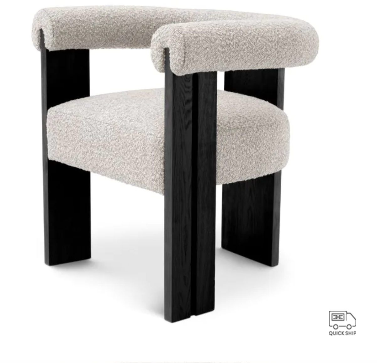 PERCY DINING CHAIR in Bouclé grey | black finish image 0