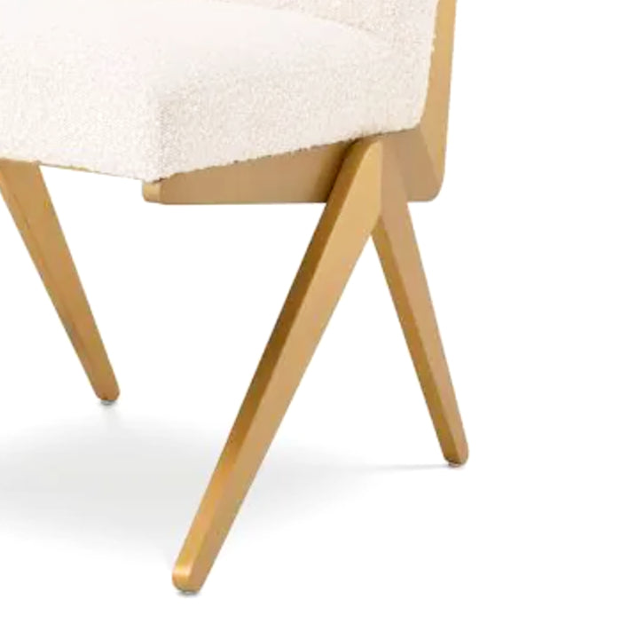 Fico Chair in Bouclé Cream and Brushed Brass image 1