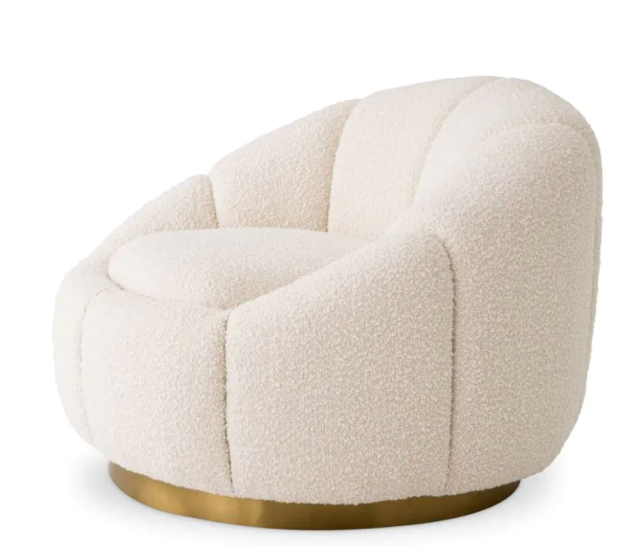 INGER SWIVEL CHAIR in Bouclé cream | brushed brass finish swivel base image 5