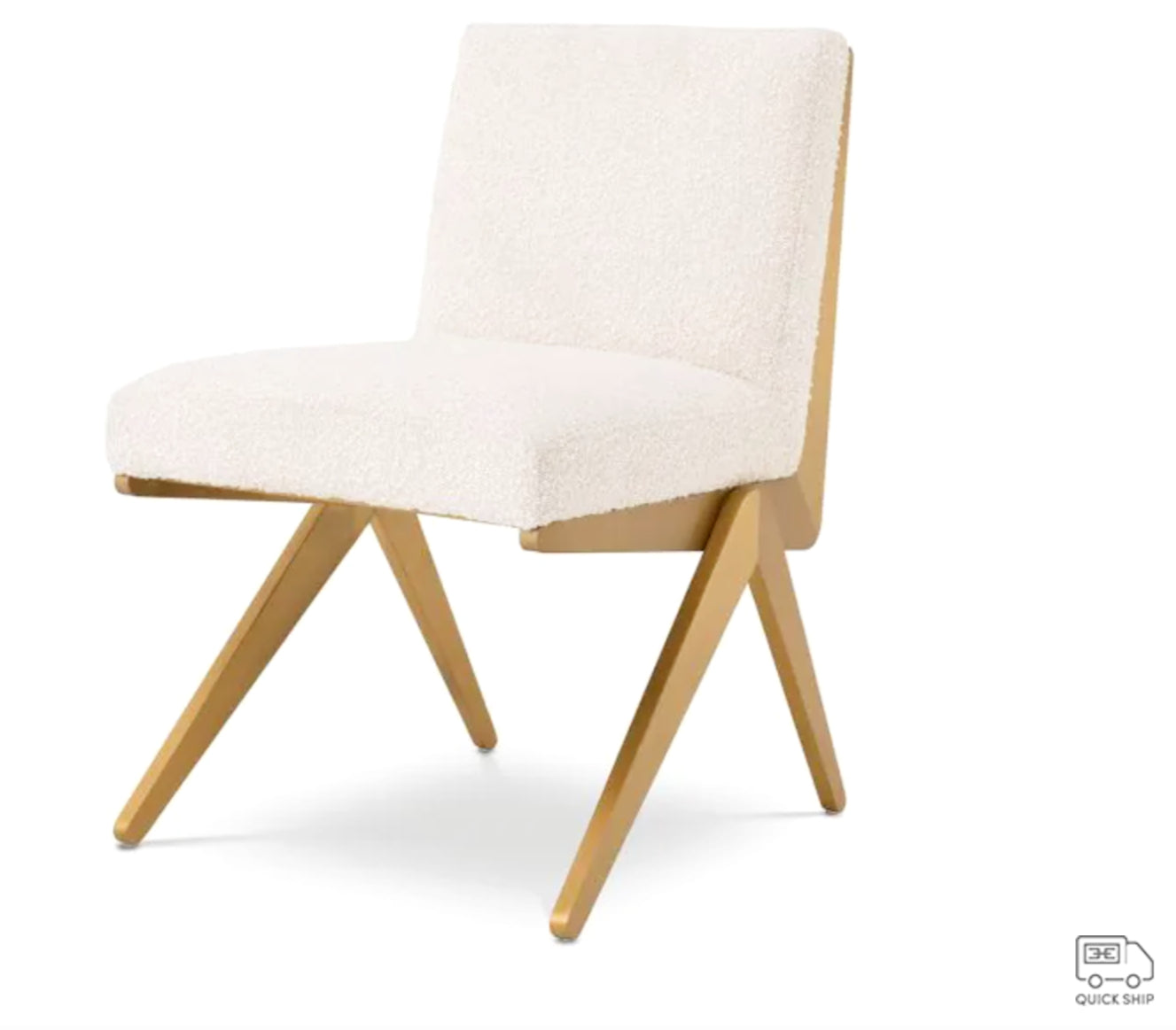 Fico Chair in Bouclé Cream and Brushed Brass image 0