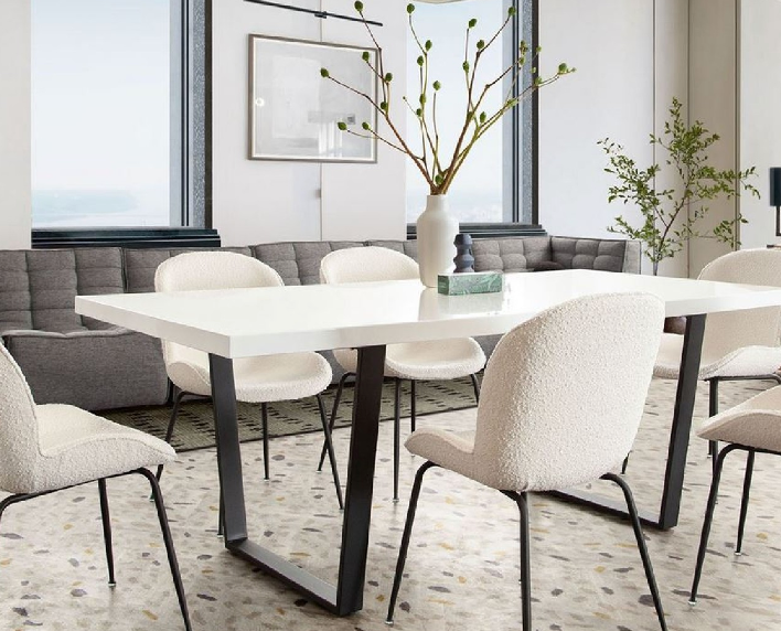 MILAN DINING TABLE W/ White Lacquer Top and Black Base image 2