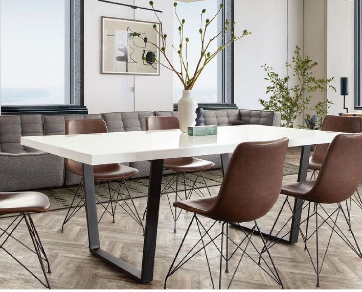 MILAN DINING TABLE W/ White Lacquer Top and Black Base image 1