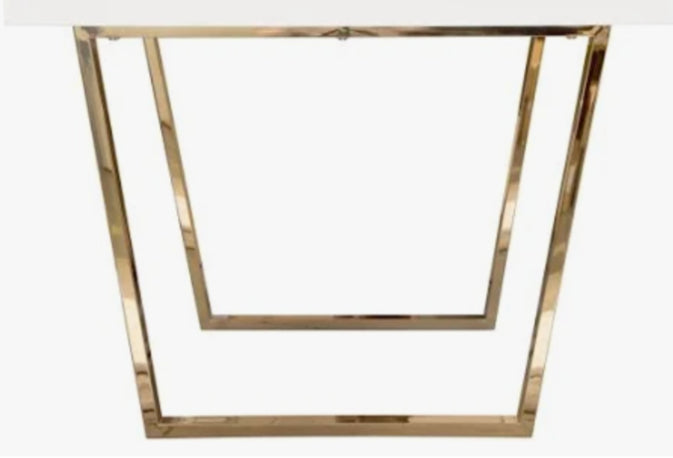 MILAN DINING TABLE W/ White Lacquer Top And Gold Polished Metal Base image 4