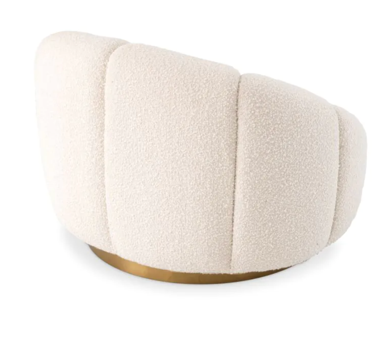 INGER SWIVEL CHAIR in Bouclé cream | brushed brass finish swivel base image 3