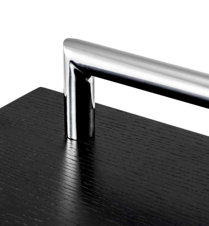 BEDINI NIGHTSTAND Polished stainless steel | black oak veneer (Pair of 2)