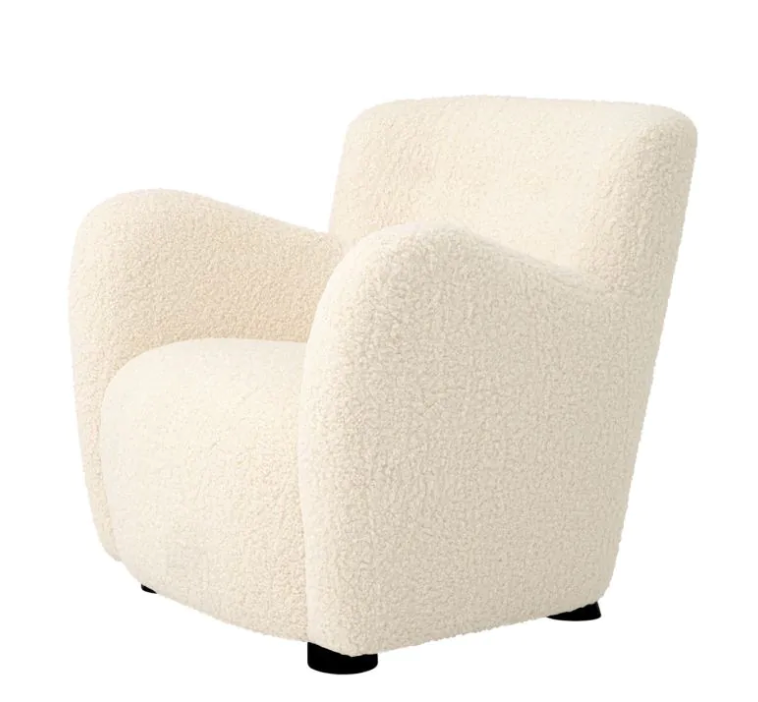 BIXBY ACCENT CHAIR in Faux shearling | black feet