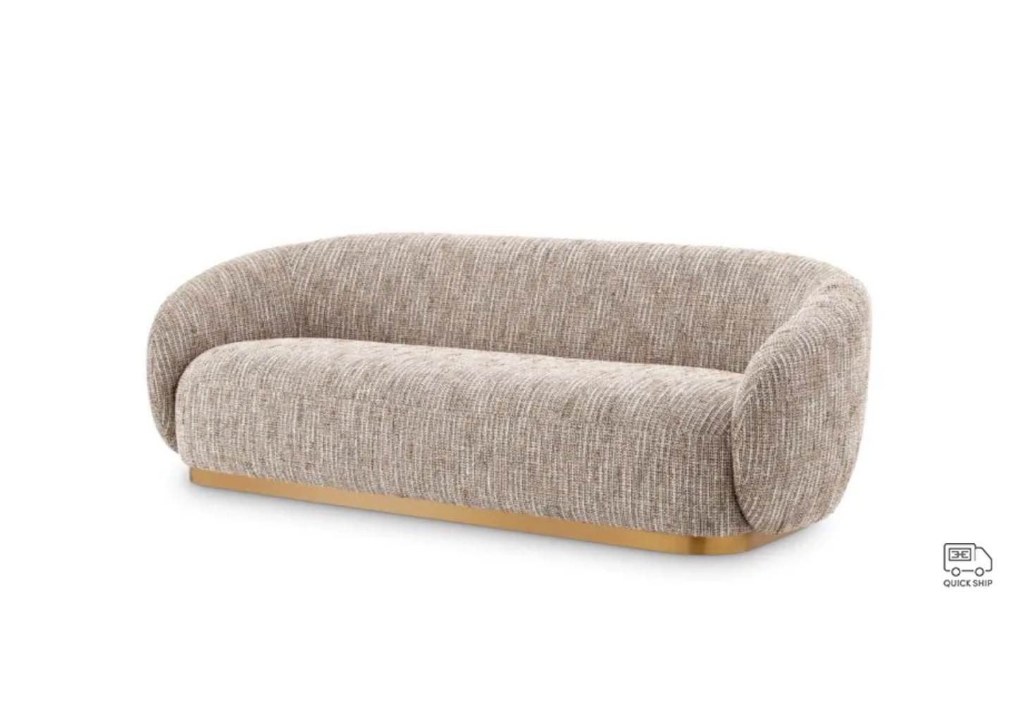 BRICE SOFA in Mademoiselle beige | brushed brass finish base