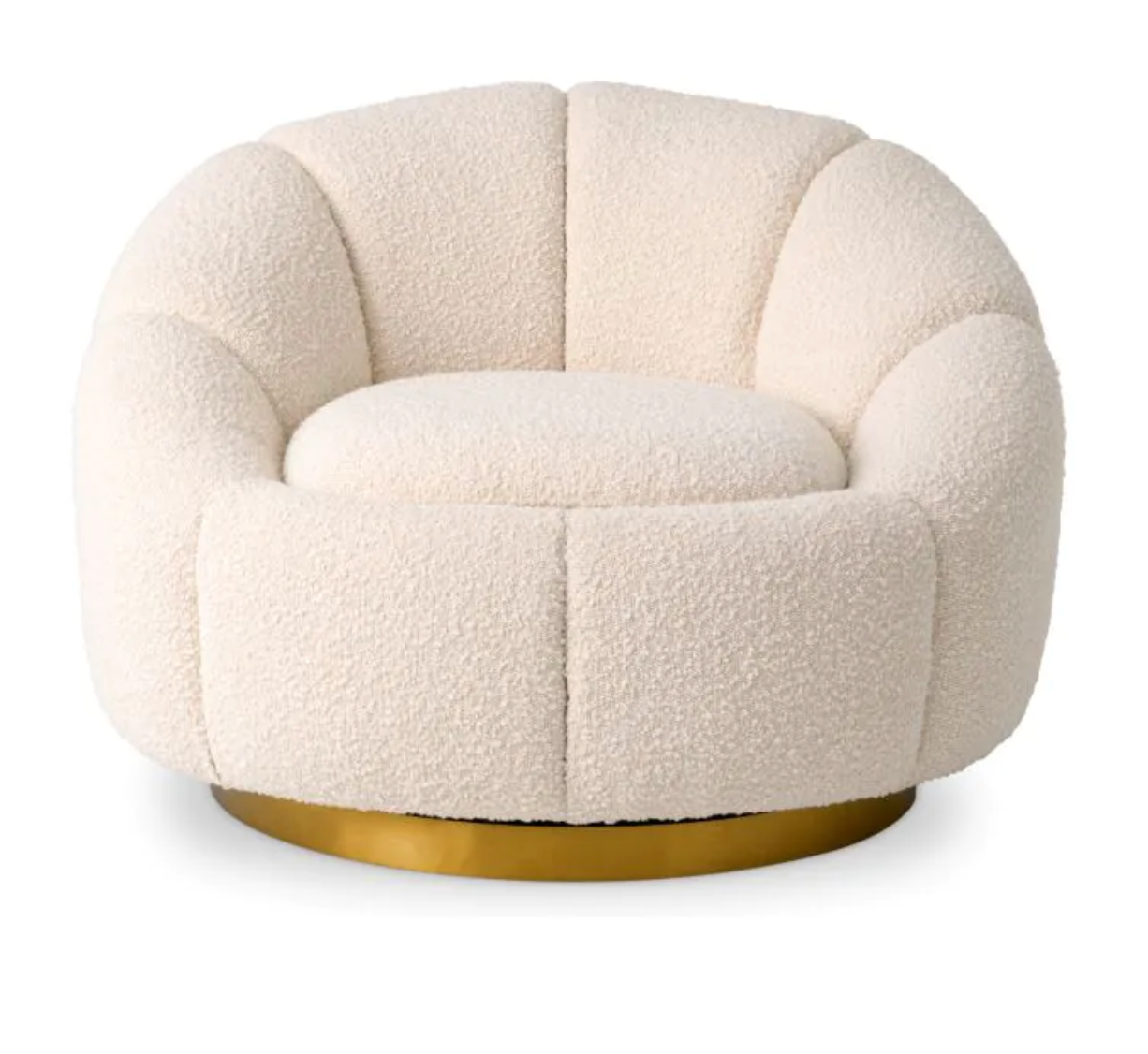 INGER SWIVEL CHAIR in Bouclé cream | brushed brass finish swivel base image 4