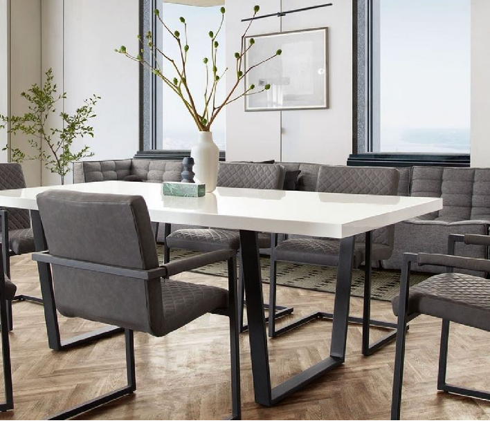 MILAN DINING TABLE W/ White Lacquer Top and Black Base image 3