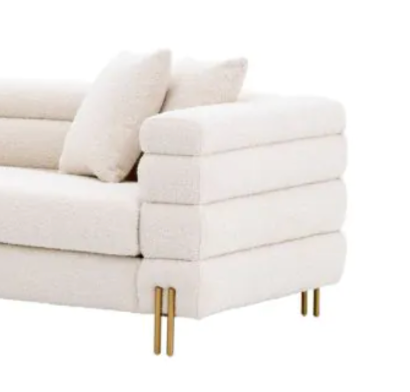 YORK SOFA in Bouclé cream | brushed brass finish legs image 1