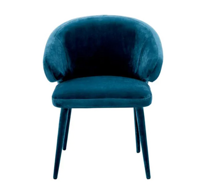 CARDINALE DINING CHAIR in Roche teal blue velvet | upholstered legs image 1