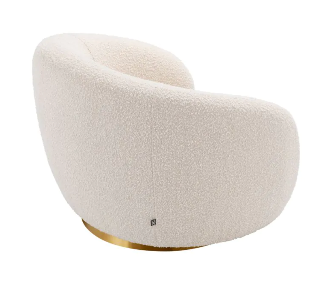 BRICE SWIVEL CHAIR in Bouclé cream | brushed brass finish swivel base image 3