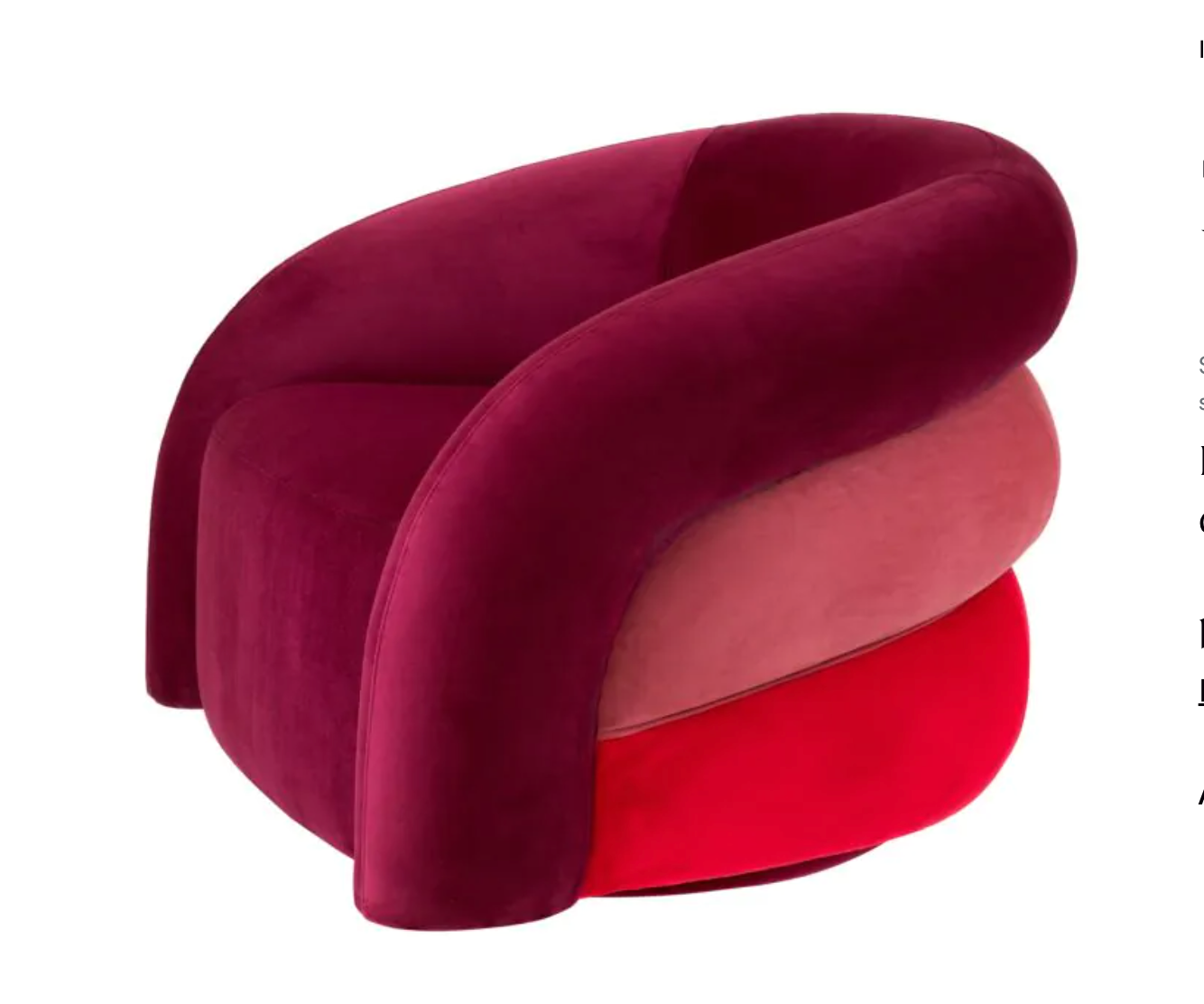 NOVELLE ACCENT CHAIR in Savona Bordeaux Red Velvet image 3