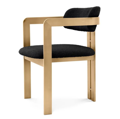 DONATO DINING CHAIR Brushed brass finish | bouclé black image 5