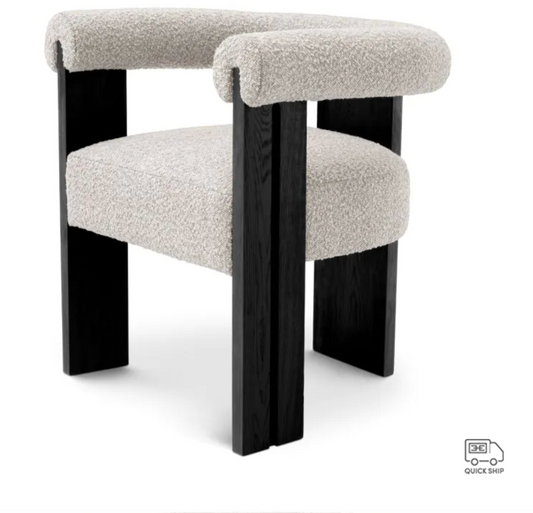 PERCY DINING CHAIR in Bouclé grey | black finish image 0