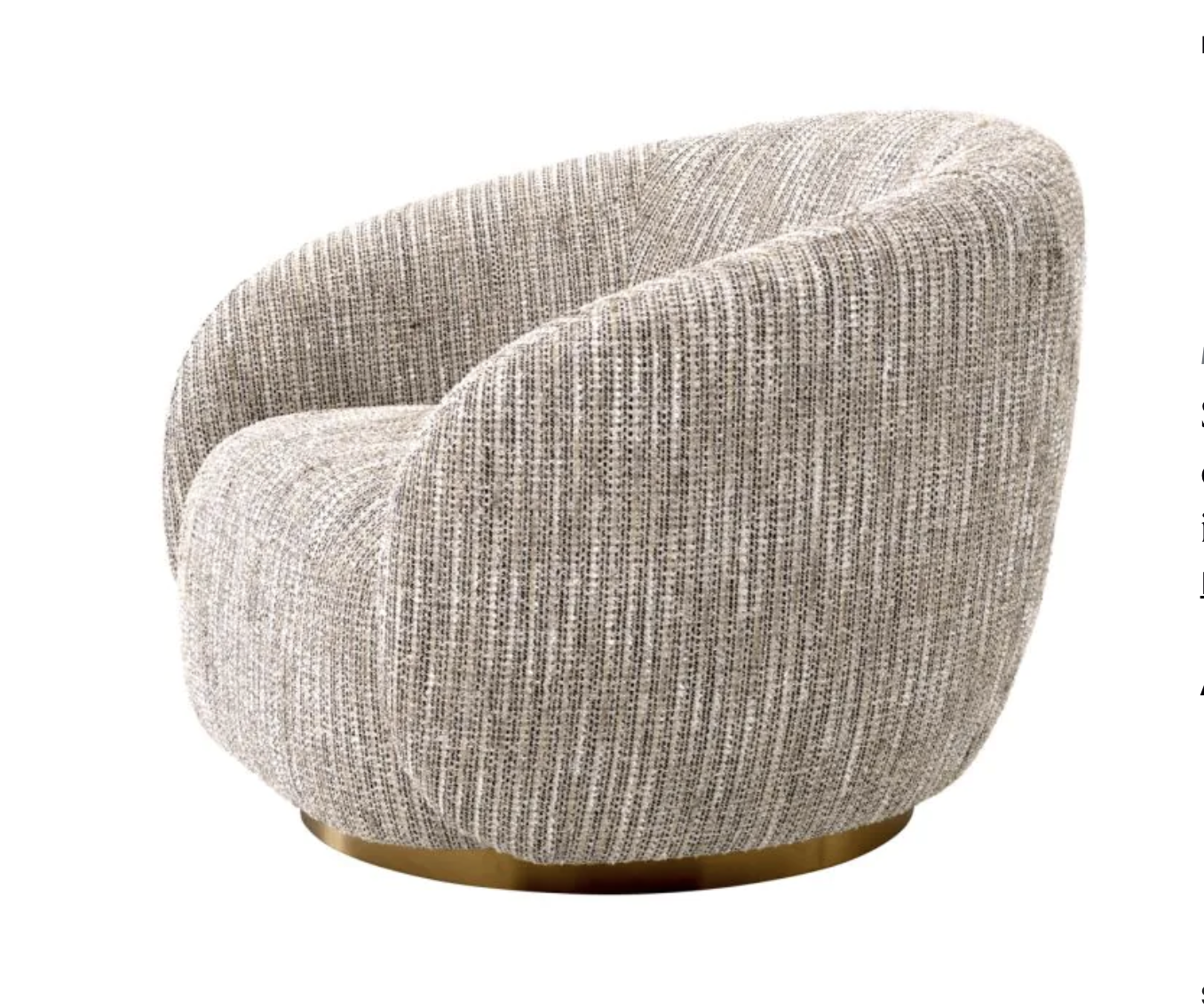 BRICE SWIVEL CHAIR in Mademoiselle beige | brushed brass finish swivel base image 3