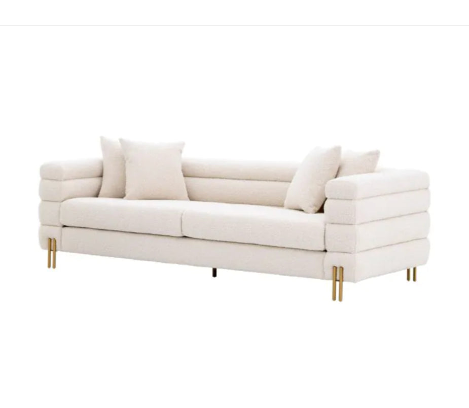 YORK SOFA in Bouclé cream | brushed brass finish legs image 0