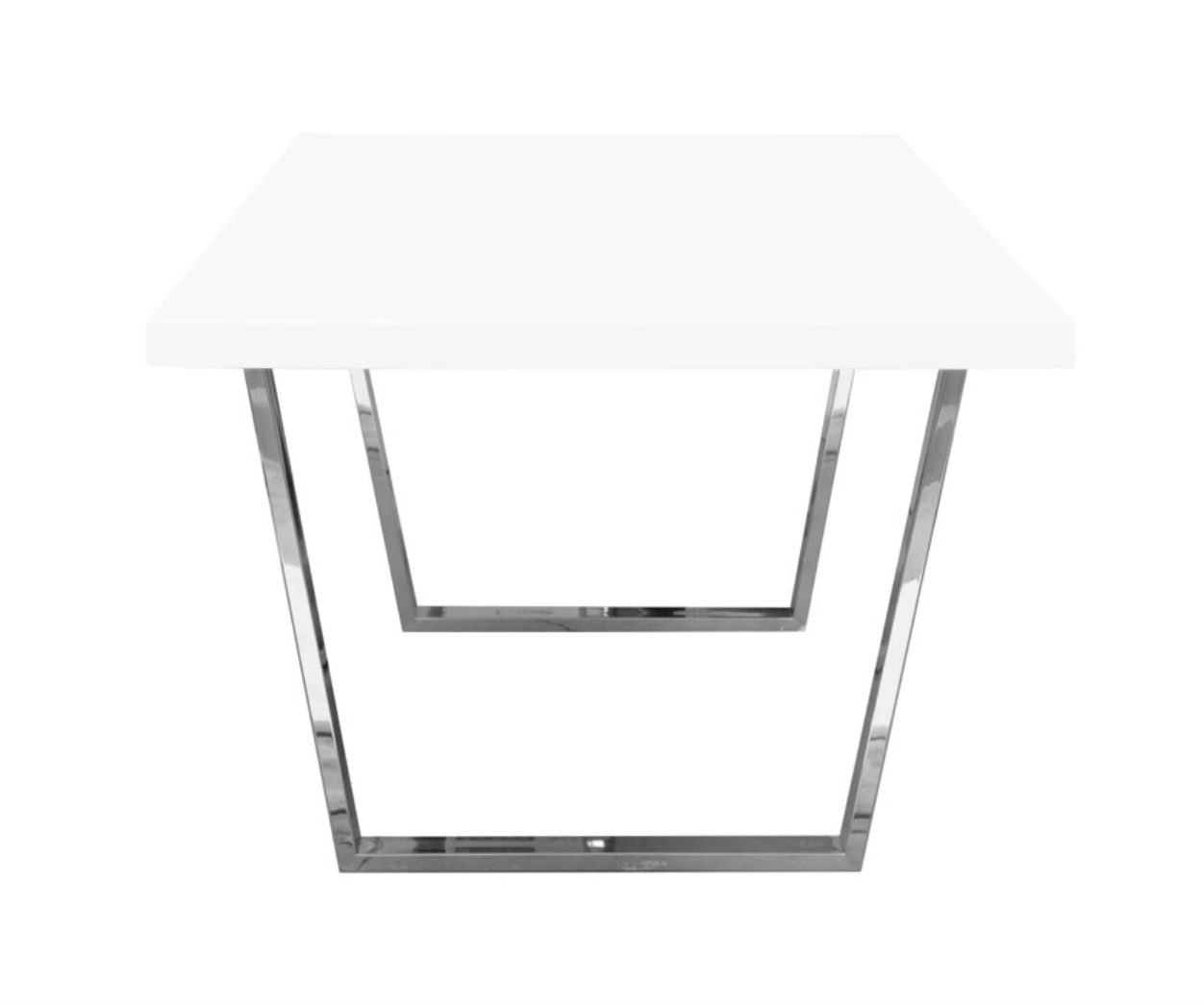 MILAN DINING TABLE W/ White Lacquer Top And Polished Silver Metal image 4