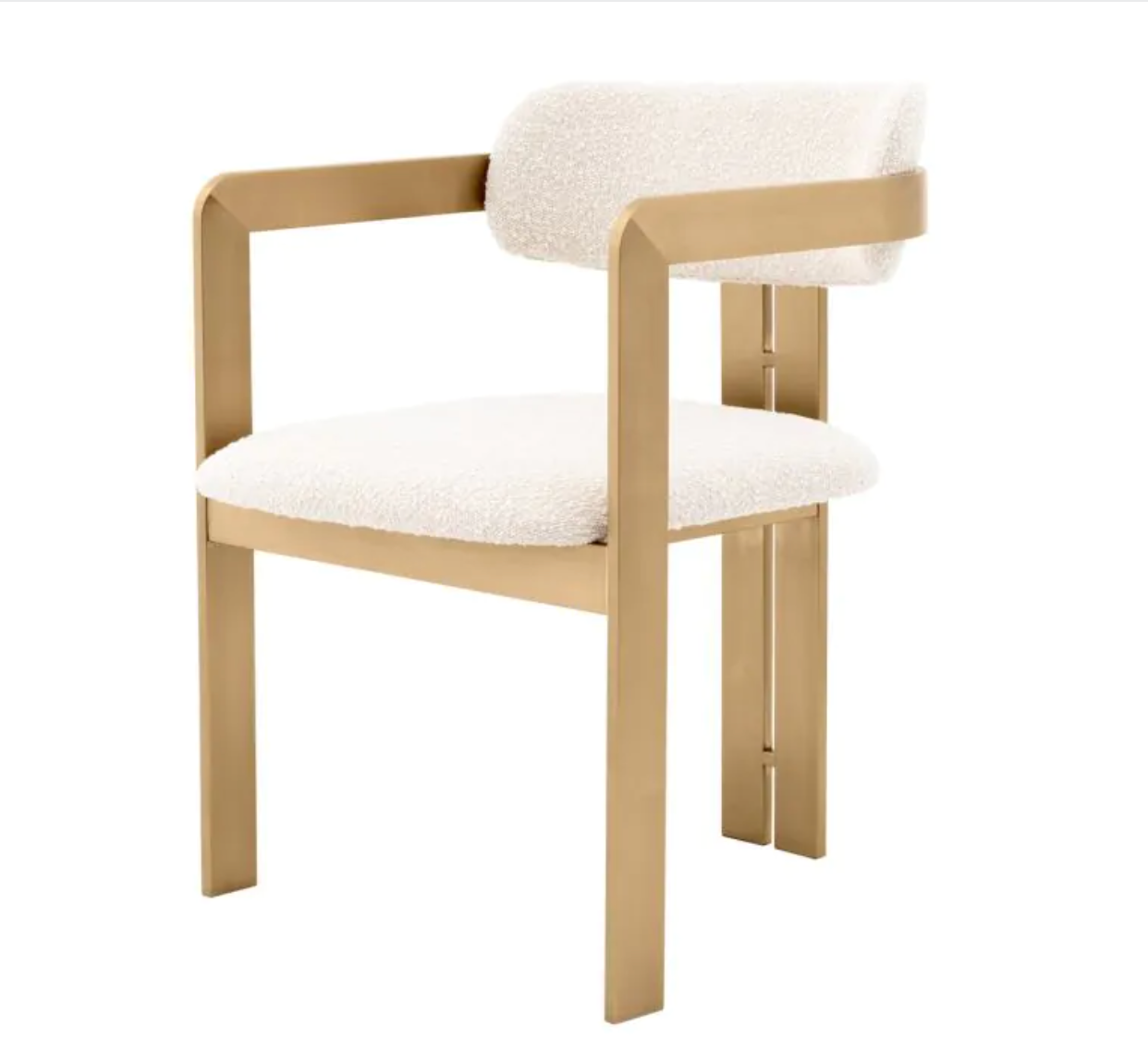 DONATO DINING CHAIR Brushed brass finish | bouclé cream image 0