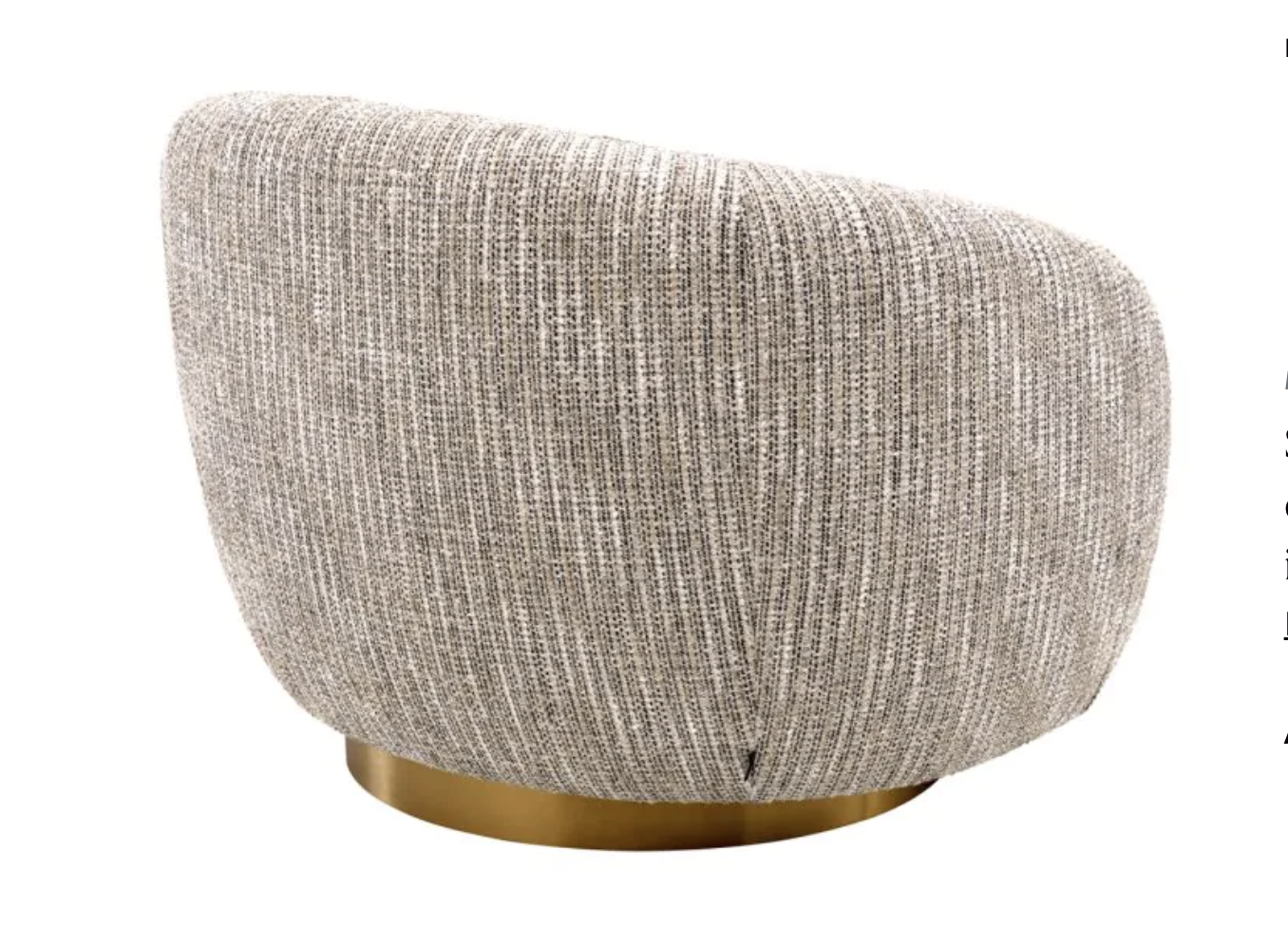 BRICE SWIVEL CHAIR in Mademoiselle beige | brushed brass finish swivel base image 4