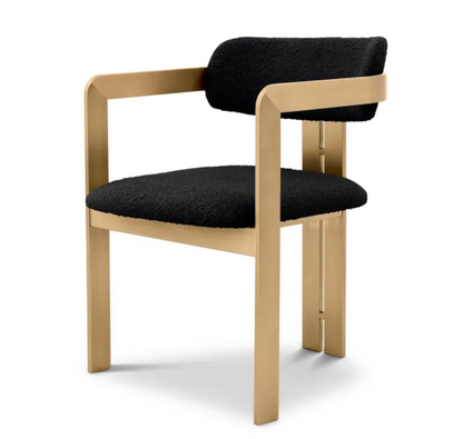 DONATO DINING CHAIR Brushed brass finish | bouclé black image 0