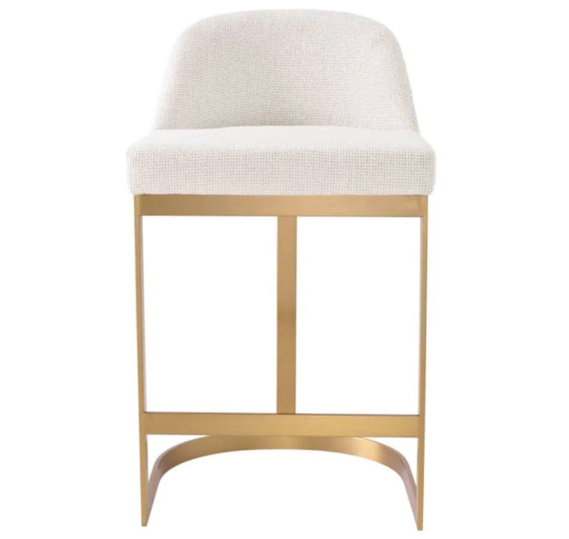 CONDOS COUNTER STOOL in Lyssa off-white | brushed brass finish image 2