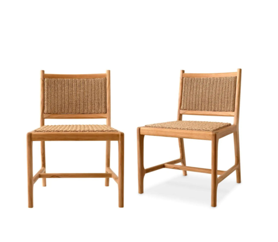 ARMLESS OUTDOOR PIVETTI CHAIR in Natural Teak- Pair of 2 image 0