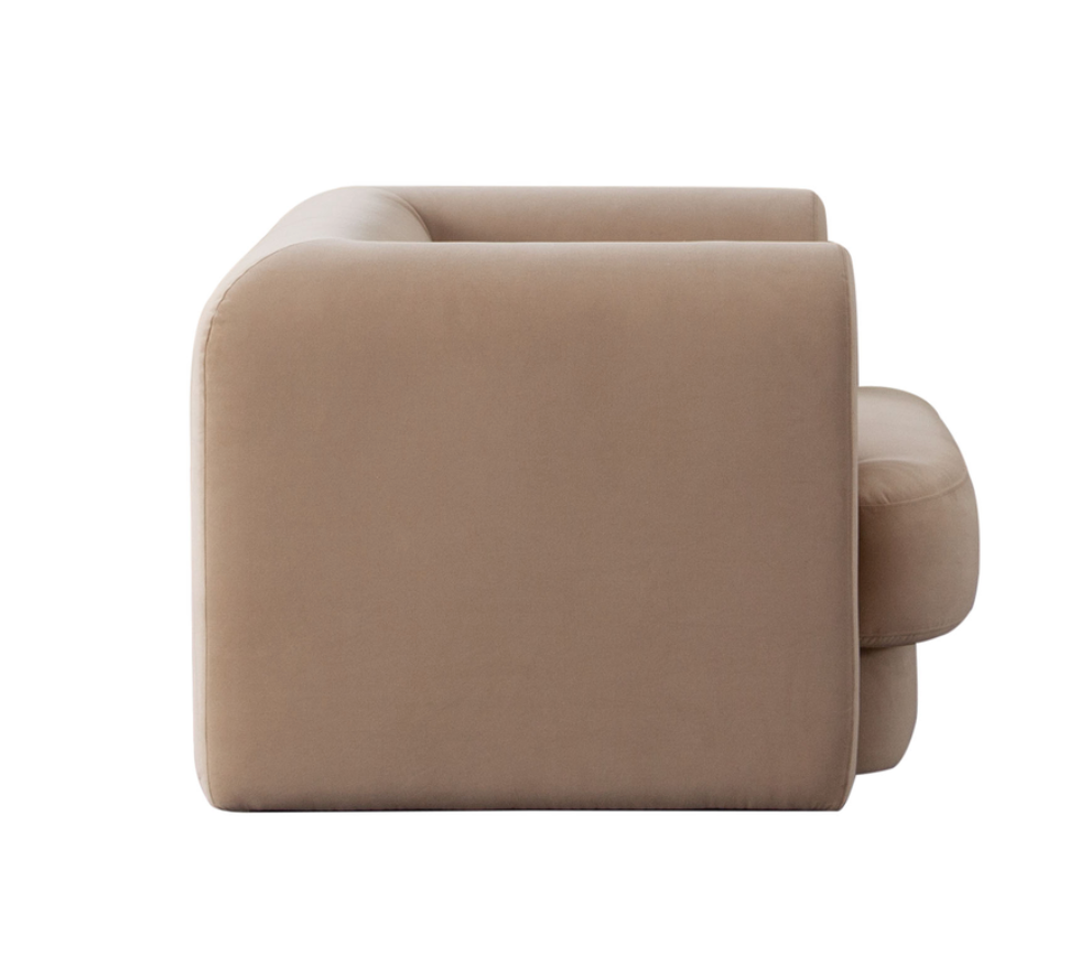 SQUARE CAMEL VELVET ACCENT CHAIR image 4