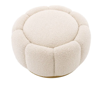 INGER OTTOMAN in Bouclé cream | brushed brass finish swivel base image 3