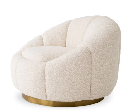 INGER SWIVEL CHAIR in Bouclé cream | brushed brass finish swivel base image 5