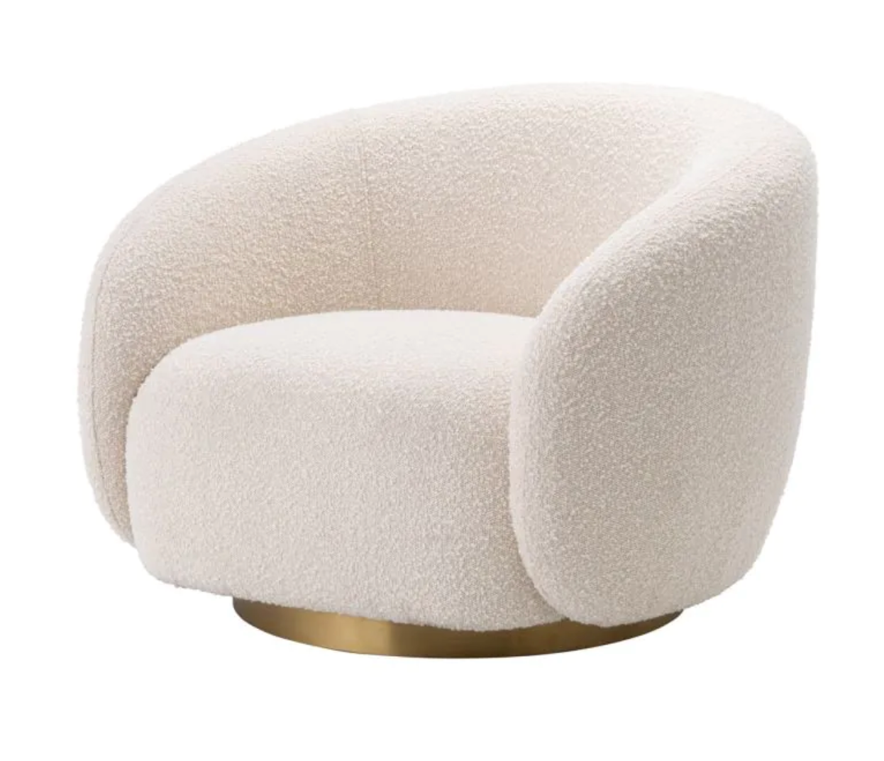 BRICE SWIVEL CHAIR in Bouclé cream | brushed brass finish swivel base image 0