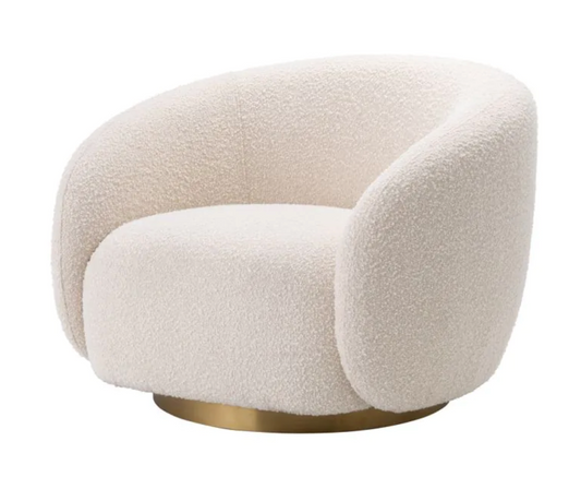 BRICE SWIVEL CHAIR in Bouclé cream | brushed brass finish swivel base image 0