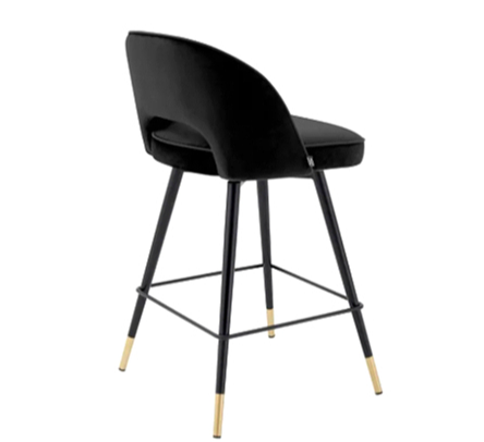 CLIFF COUNTER STOOL Savona Roche black velvet | black faux leather piping image 2