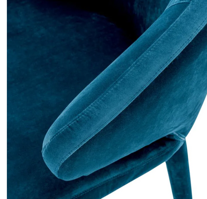 CARDINALE DINING CHAIR in Roche teal blue velvet | upholstered legs image 3