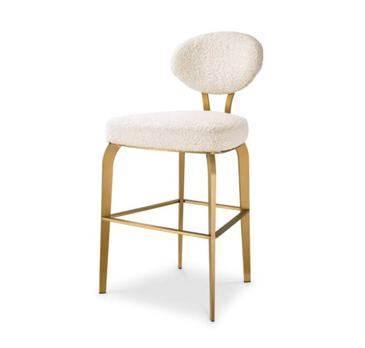 DORREGO COUNTER STOOL Bouclé cream | brushed brass finish image 0