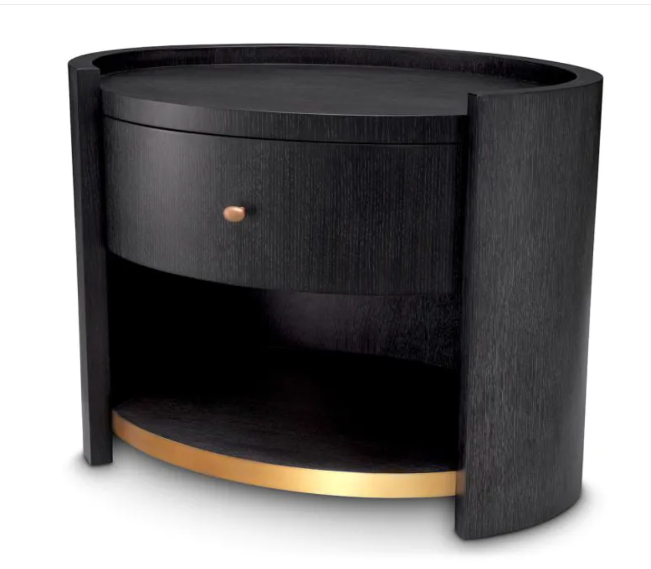 ROSEMBERG NIGHTSTAND Charcoal grey oak veneer | brushed brass finish image 0