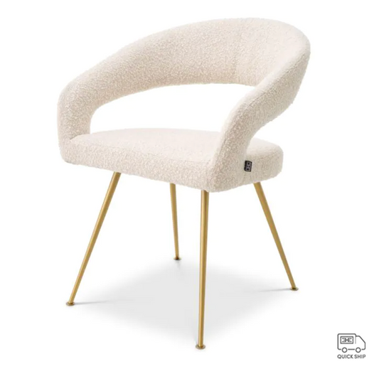 BRAVO DINING CHAIR Bouclé cream | brushed brass finish legs image 0