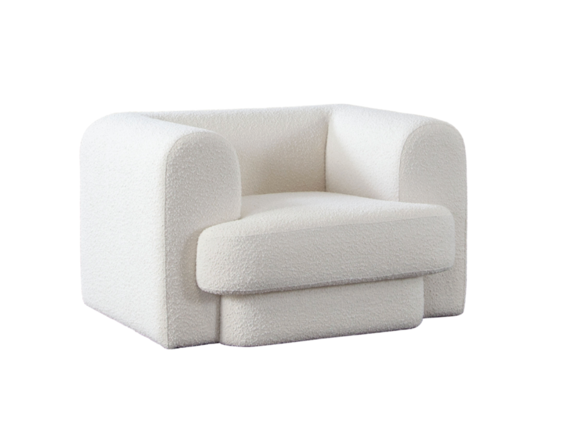 SQUARE OVERSIZED IVORY BOUCLÉ Accent Chair image 1