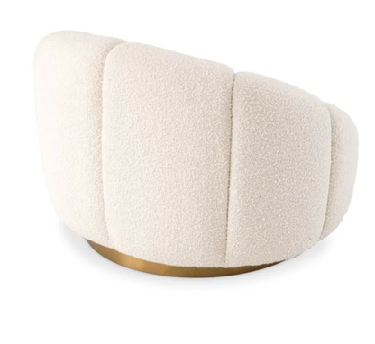 INGER SWIVEL CHAIR in Bouclé cream | brushed brass finish swivel base image 3