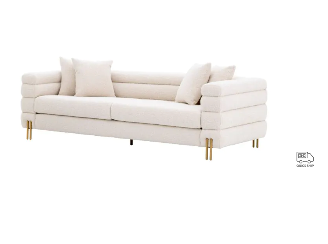 YORK SOFA in Bouclé cream | brushed brass finish legs image 5