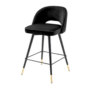 CLIFF COUNTER STOOL Savona Roche black velvet | black faux leather piping image 3