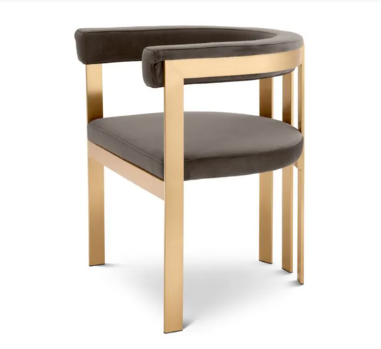 CLUBHOUSE DINING CHAIR in Brushed brass finish | savona grey velvet image 0