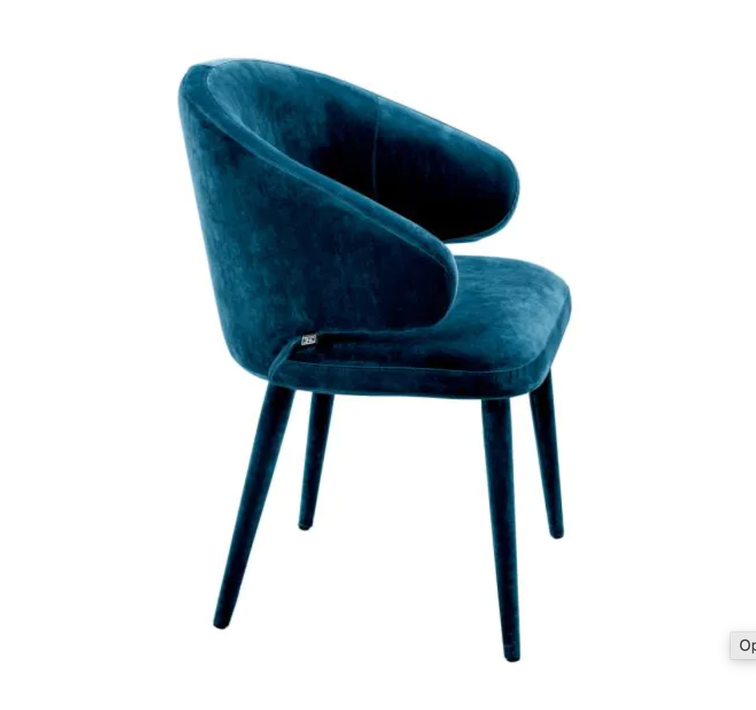 CARDINALE DINING CHAIR in Roche teal blue velvet | upholstered legs image 5