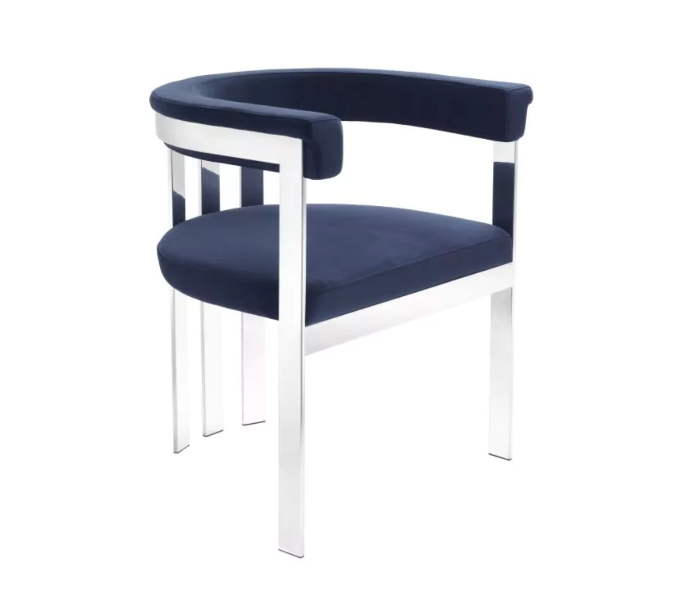 CLUBHOUSE DINING CHAIR in Brushed brass finish | savona midnight blue velvet image 2