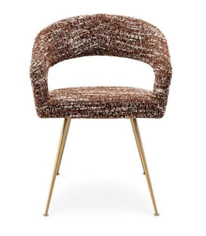 BRAVO DINING CHAIR Bouclé sonata red | brushed brass finish legs