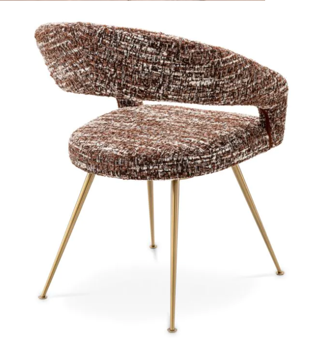 BRAVO DINING CHAIR Bouclé sonata red | brushed brass finish legs