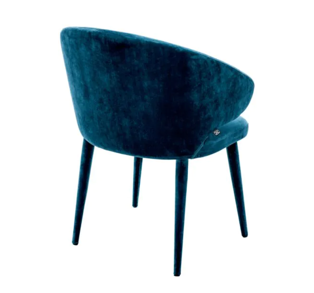 CARDINALE DINING CHAIR in Roche teal blue velvet | upholstered legs image 4