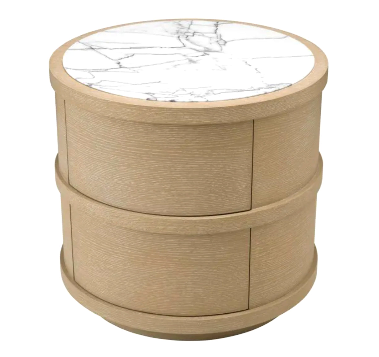 Cabana Round Whitewashed Oak Nightstand image 0