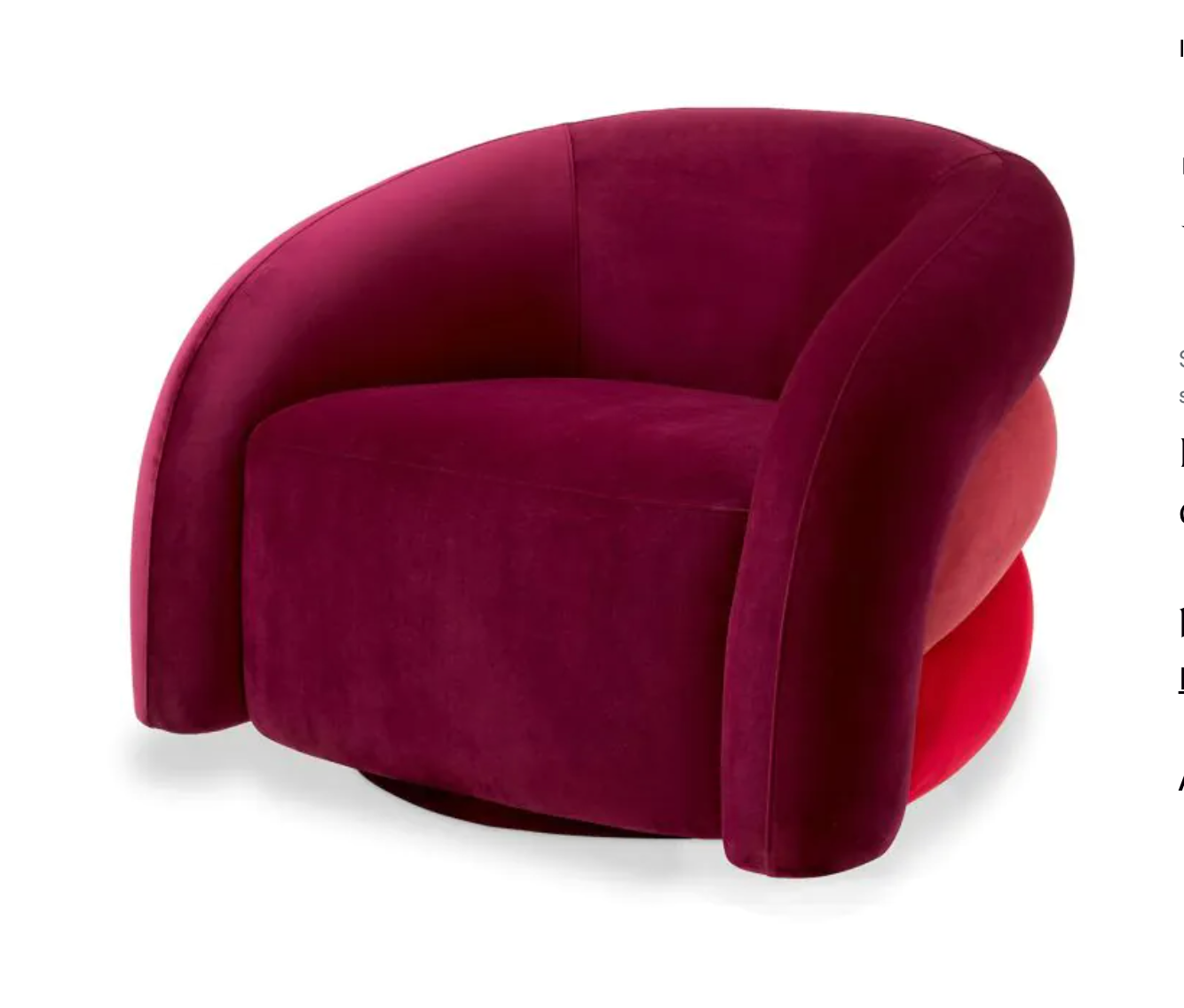 NOVELLE ACCENT CHAIR in Savona Bordeaux Red Velvet image 4