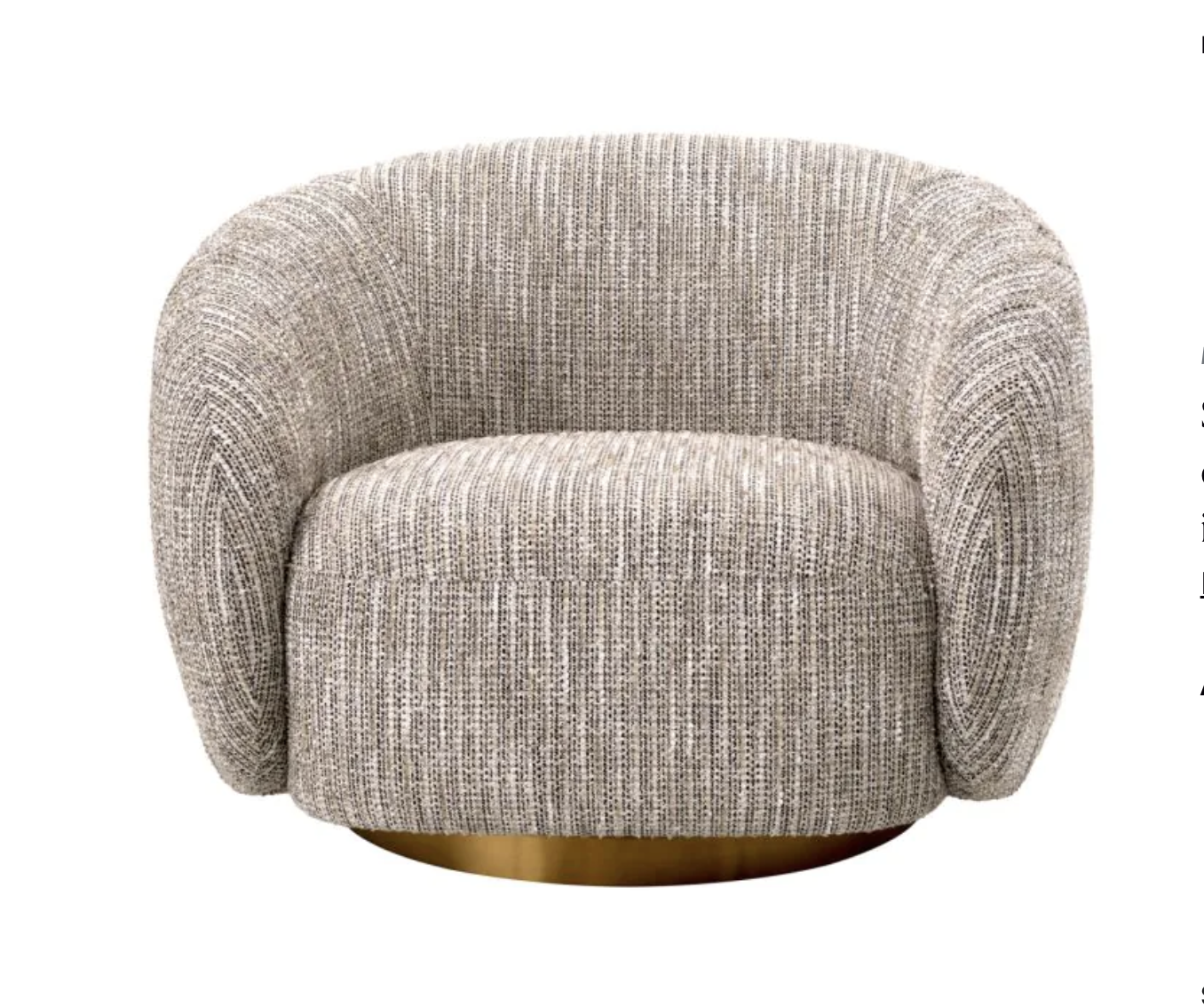 BRICE SWIVEL CHAIR in Mademoiselle beige | brushed brass finish swivel base image 2